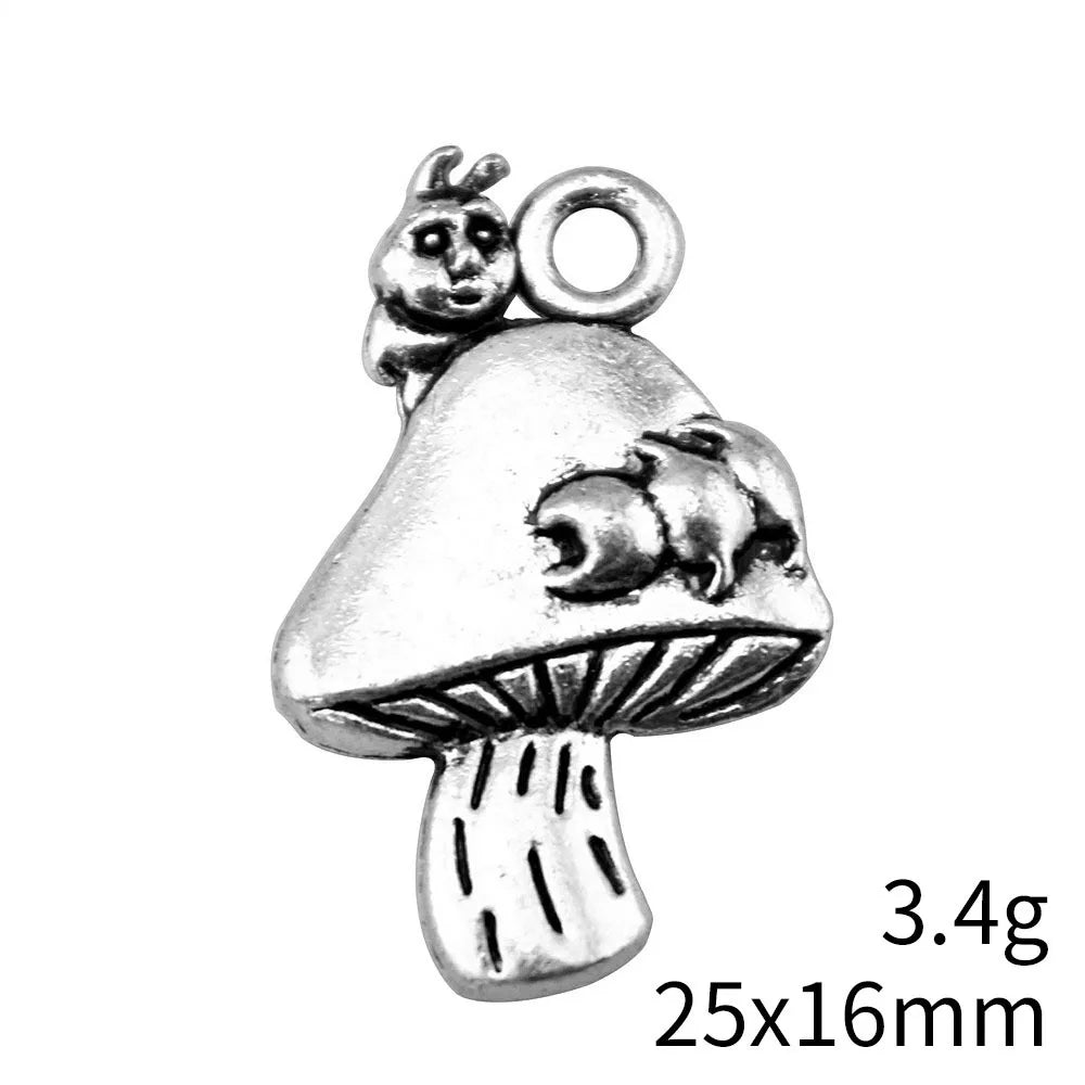 25x16mm 3.4g Multicolor Zinc Alloy Caterpillar Mushroom Charm Pendant for DIY Necklace Bracelet