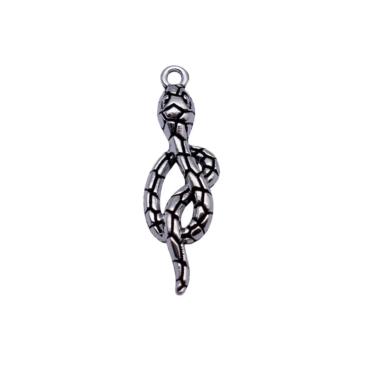 31x9.2mm 1.5g Antique Silver Zinc Alloy Scale Texture Snake Charm Pendant for DIY Jewelry Making