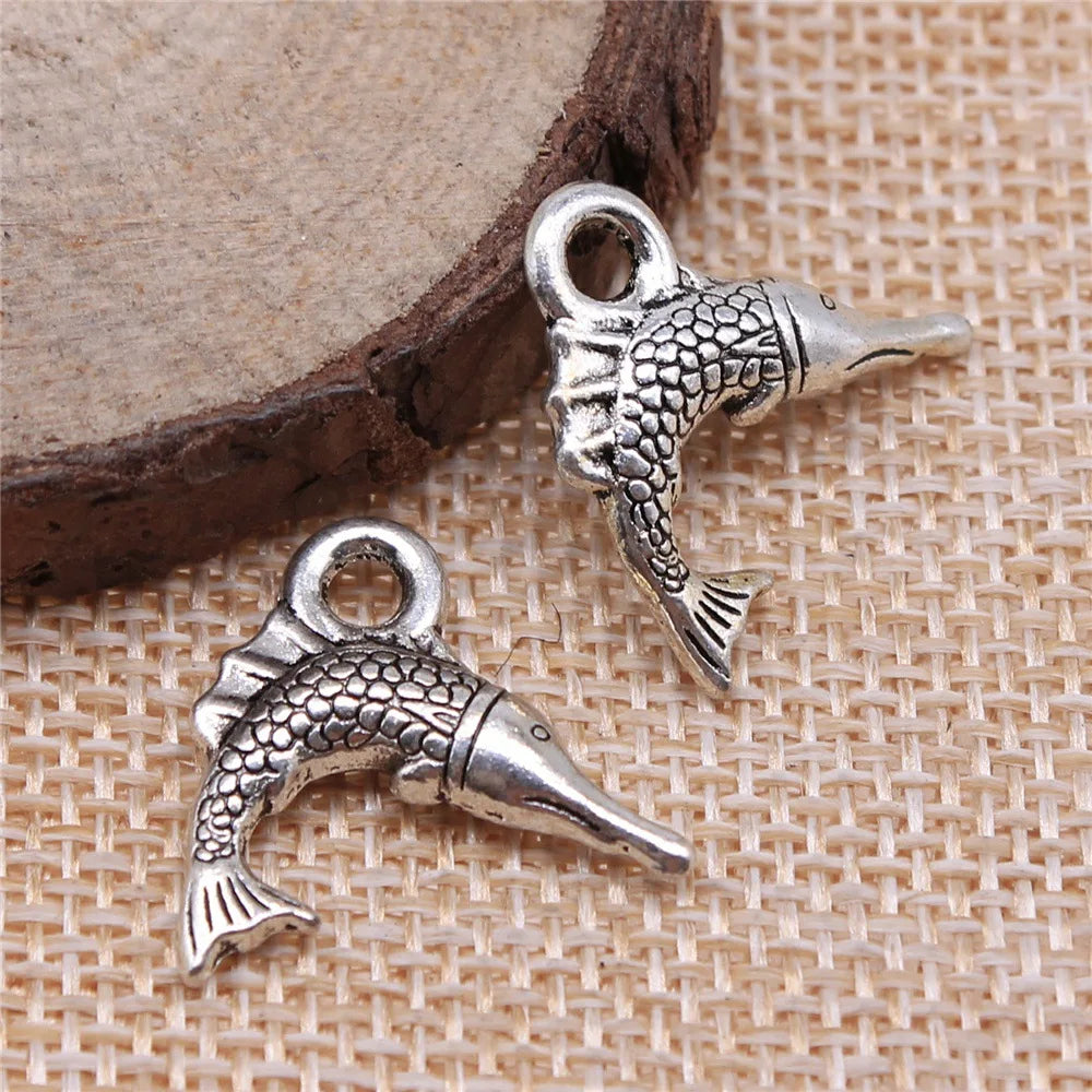 18x20mm 2.3g Multicolor Zinc Alloy Swordfish Fish Charm Pendant for DIY Bracelet Necklace Jewelry Making