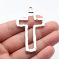 67x40mm 9.6g Antique Silver Zinc Alloy Hammered Openwork Cross Hollow Charm Pendant for DIY Jewelry Making