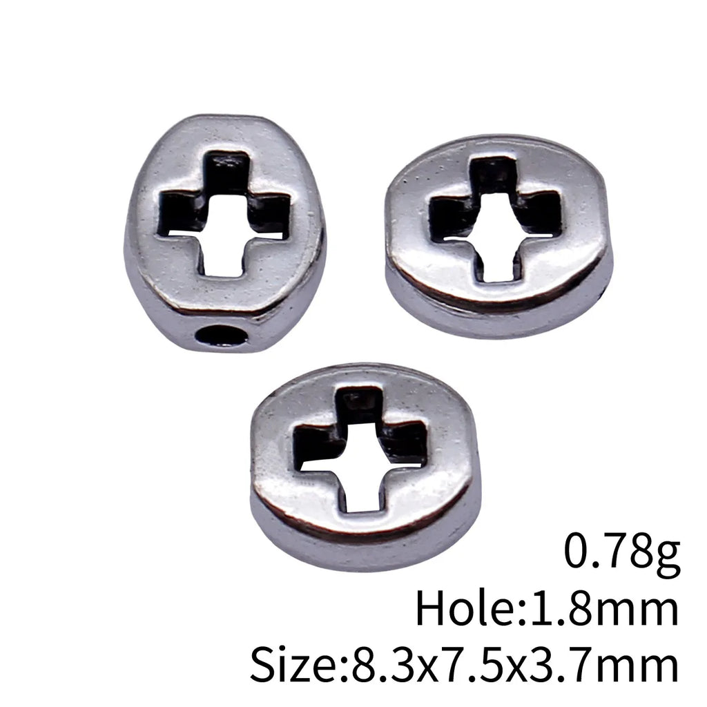 8.3x7.5x3.7mm 0.78g Multicolor Zinc Alloy Hollow Cross Oval Flat Spacer Beads for DIY Bracelet Jewelry Making