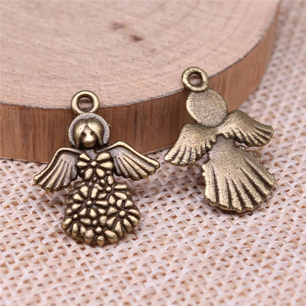 17x21mm 1.5g Multicolor Zinc Alloy Angel Charm Pendant for DIY Necklace and Bracelet Making