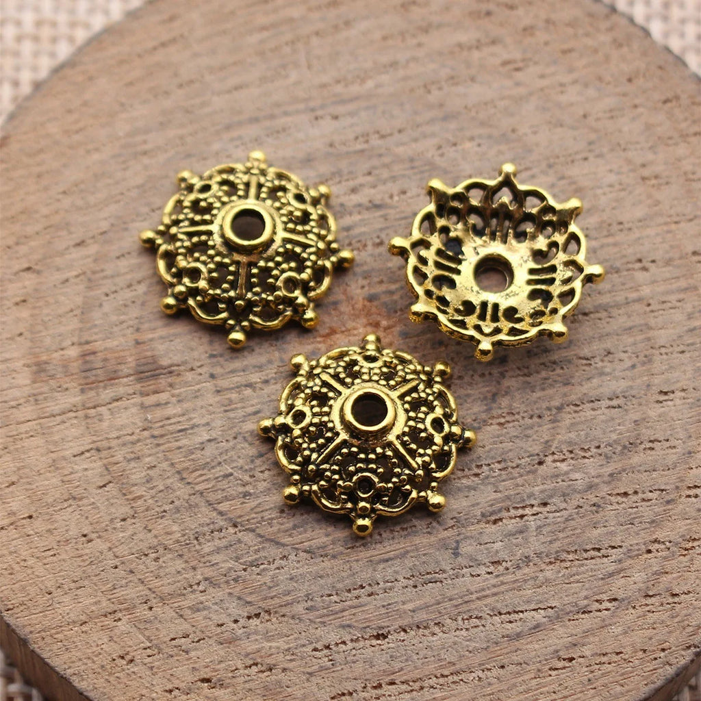 14x14x4.6mm 0.8g Multicolor Zinc Alloy Flower Bead Caps for DIY Beaded Bracelet Necklace Making