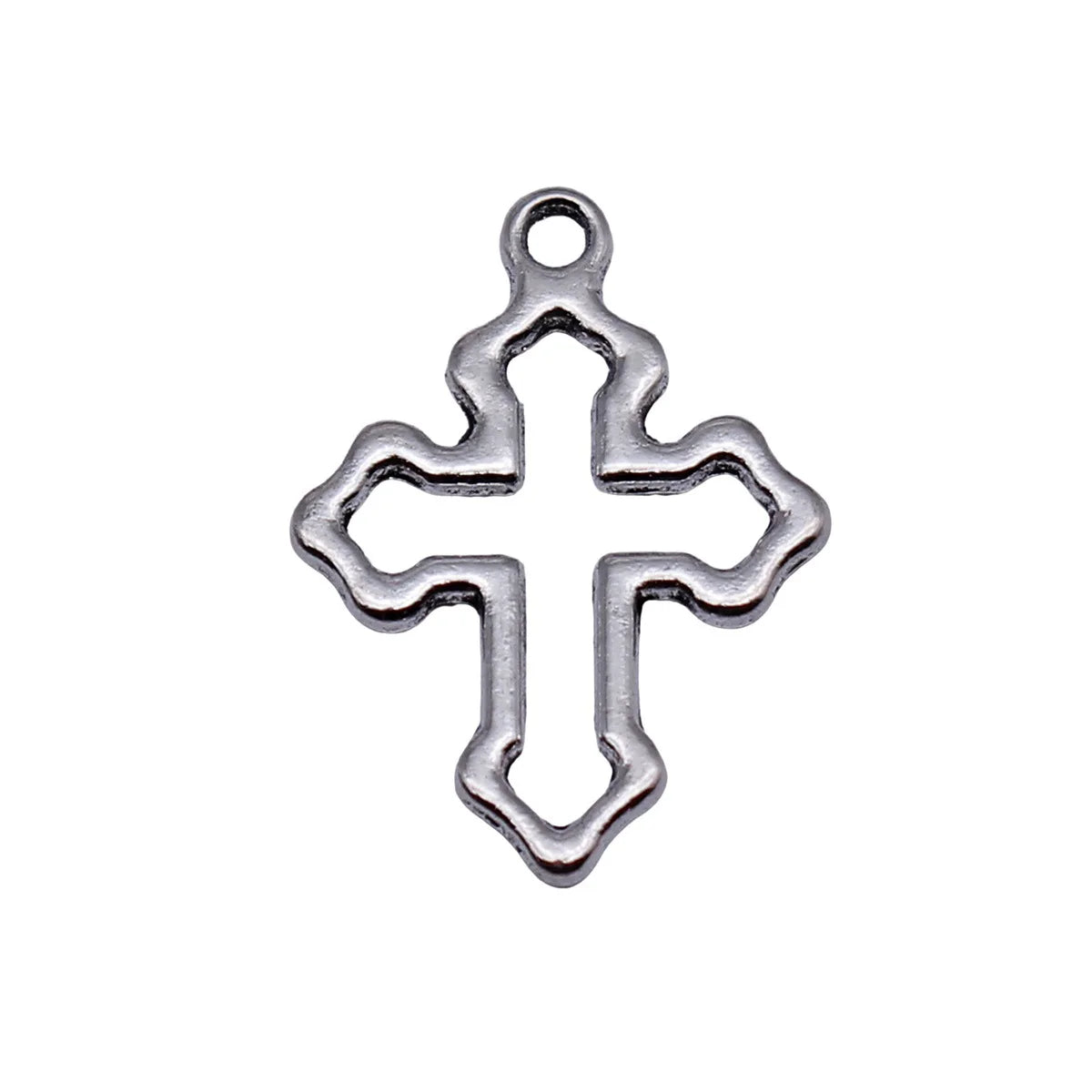 21x15mm 0.67g Antique Silver Zinc Alloy Hollow Cross Charm Pendant for DIY Necklace Bracelet