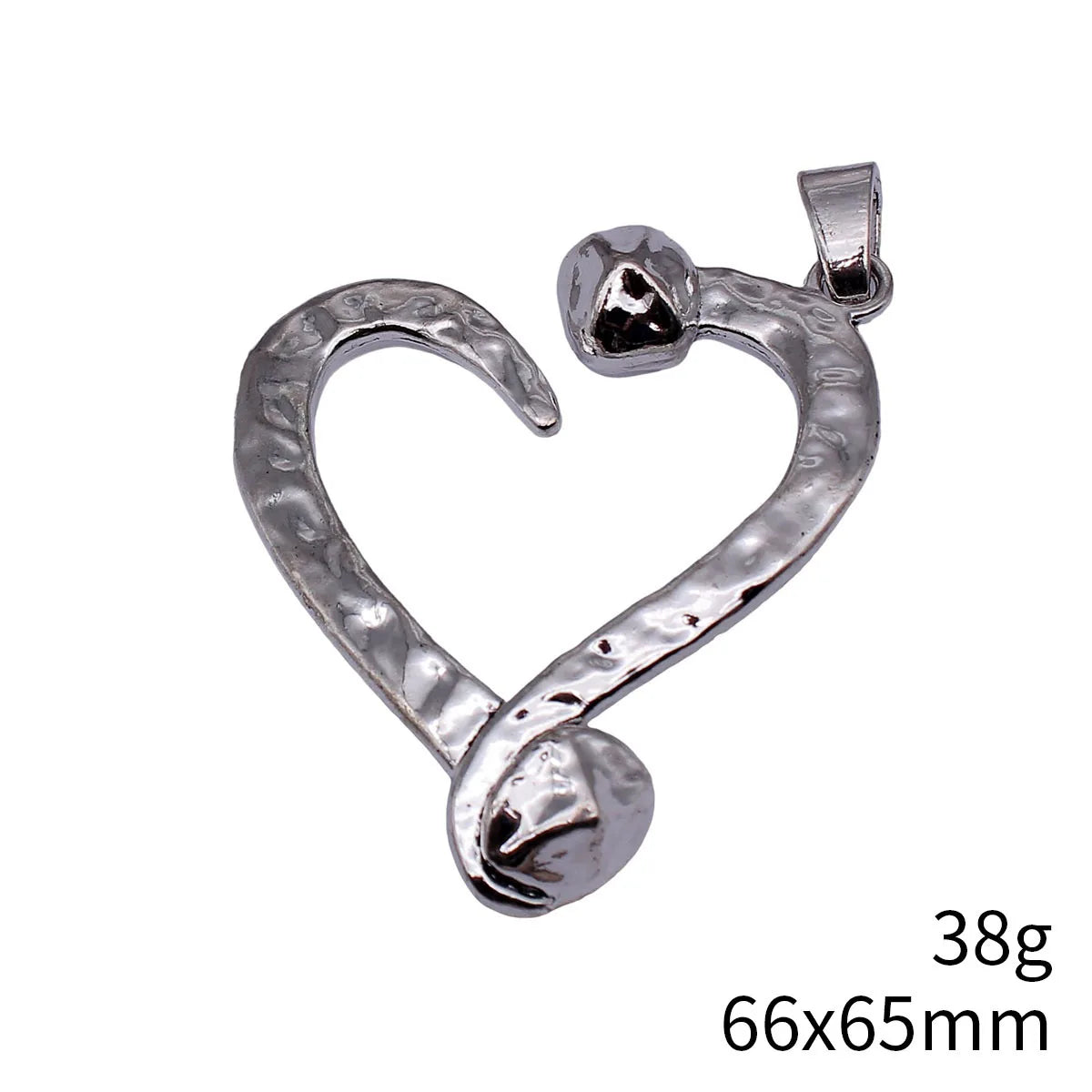 66x65mm 38g Antique Silver Zinc Alloy Hollow Heart Nail Charm Pendant for DIY Jewelry Making