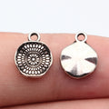 12x10mm 0.58g Antique Silver Zinc Alloy Irregular Patterned Round Disc Charm Pendant for Jewelry Making
