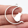 40x33mm 6.4g Antique Silver Zinc Alloy Hollow Moon Cat Charm Pendant for DIY Necklace Jewelry Making