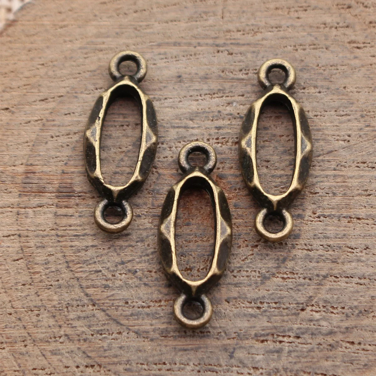 21x8mm 0.74g Antique Bronze Zinc Alloy Oval Ring Connector Charm for Bracelet Necklace DIY Jewelry