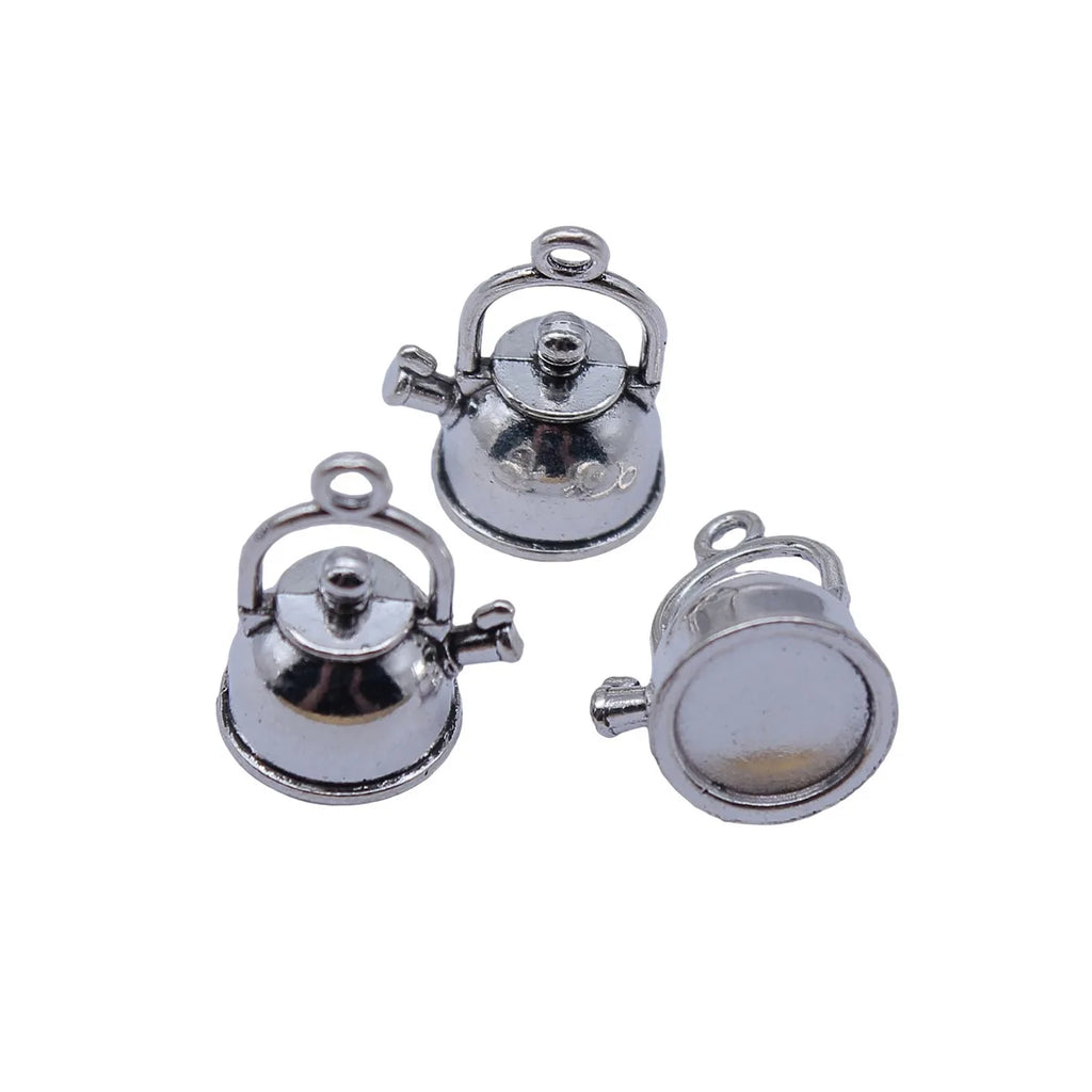 18x14x12mm 4.1g Antique Silver Zinc Alloy 3D Kettle Charm Pendant for DIY Necklace Bracelet Making