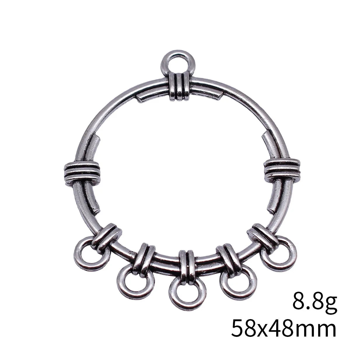 58x48mm 8.8g Antique Silver Zinc Alloy Hollow Round Earring Connector Charm for DIY Earrings Jewelry Making