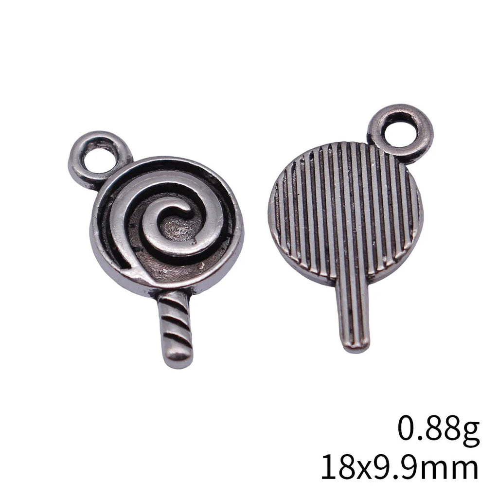 18x9.9mm 0.88g Antique Silver Zinc Alloy Lollipop Charm Pendant for DIY Necklace Bracelet Making