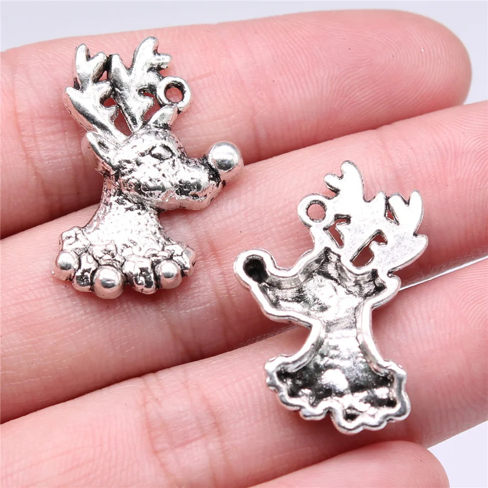 29x19mm 3g Multicolor Zinc Alloy Christmas Deer Charm Pendant for DIY Bracelet Necklace Making