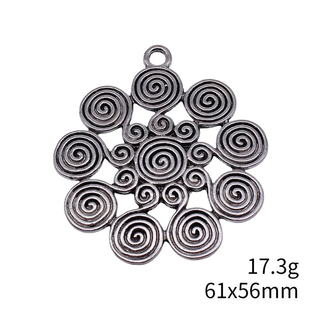 61x56mm 17.3g Multicolor Zinc Alloy Swirl Large Charm Pendant for DIY Statement Jewelry Making