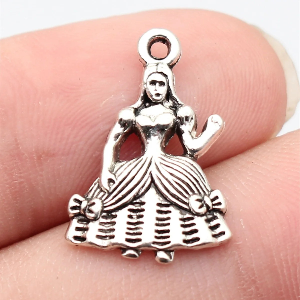 21x14mm 1.2g Multicolor Zinc Alloy Bow Dress Girl Butterfly Charm Pendant for Necklace Bracelet DIY Jewelry