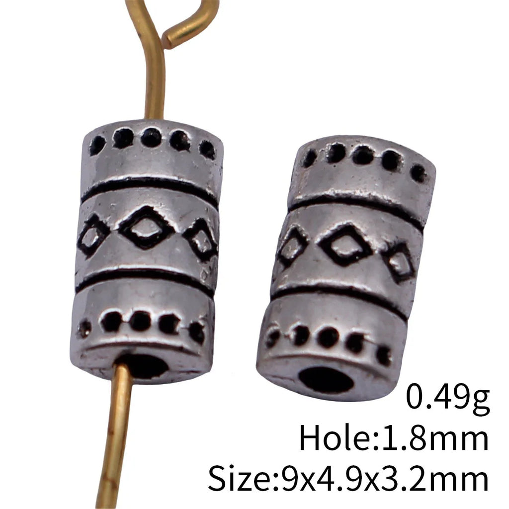 9x4.9x3.2mm 0.49g Antique Silver Zinc Alloy Diamond Pattern Flat Spacer Beads for DIY Bracelet Jewelry