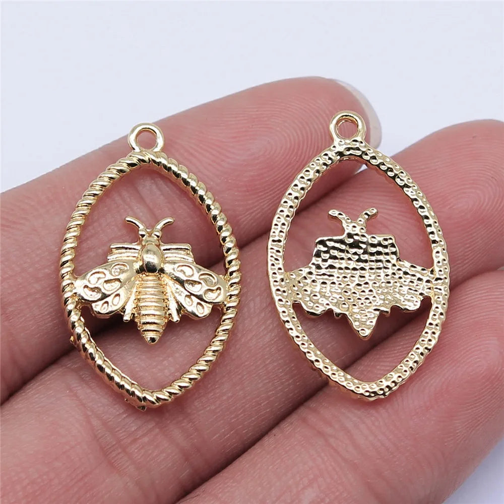 28x18mm 2.2g KC Gold Zinc Alloy Bee Charm Pendant for DIY Necklace Bracelet Jewelry Making