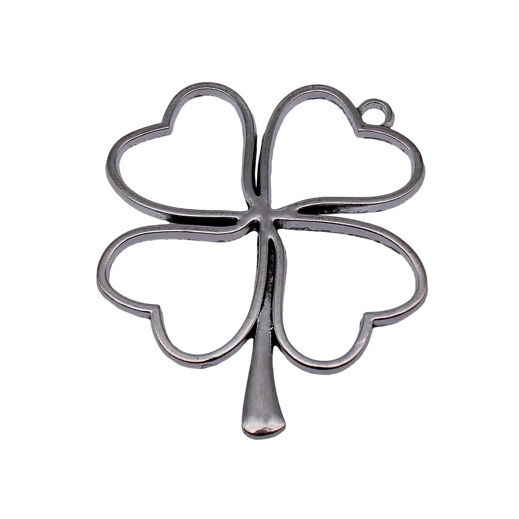 77x64mm 17.3g Antique Silver Zinc Alloy Large Hollow Four Leaf Clover Charm Pendant for DIY Jewelry