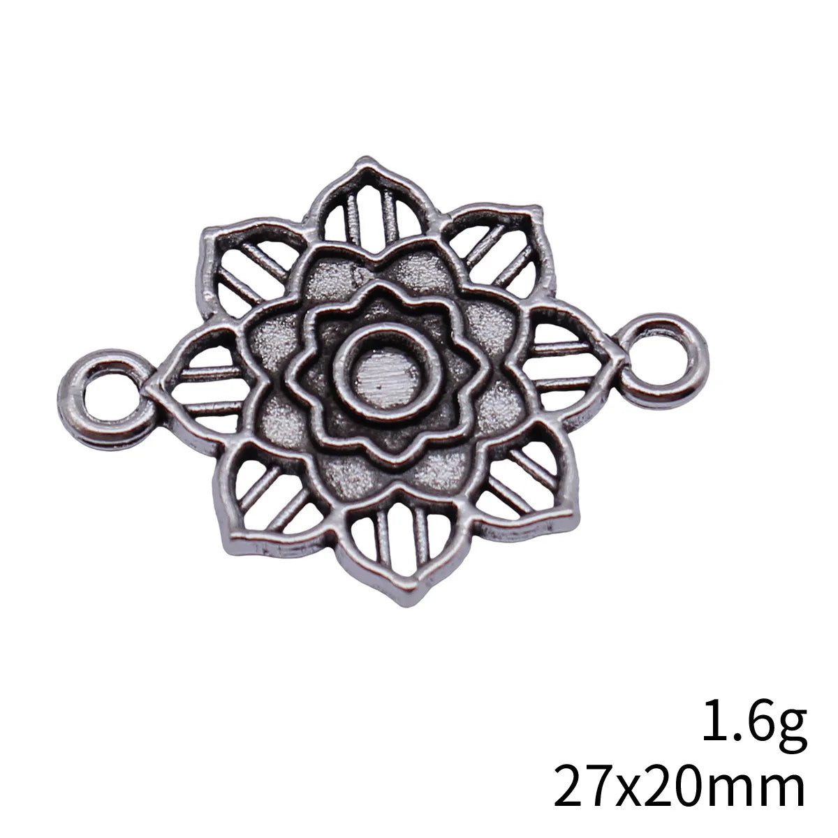 27x20mm 1.6g Antique Silver Zinc Alloy Flower Filigree Connector Charm for DIY Jewelry Making