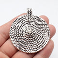 64x56mm 28.6g Antique Silver Zinc Alloy Swirl Texture Round Disc Charm Pendant for DIY Necklace Making
