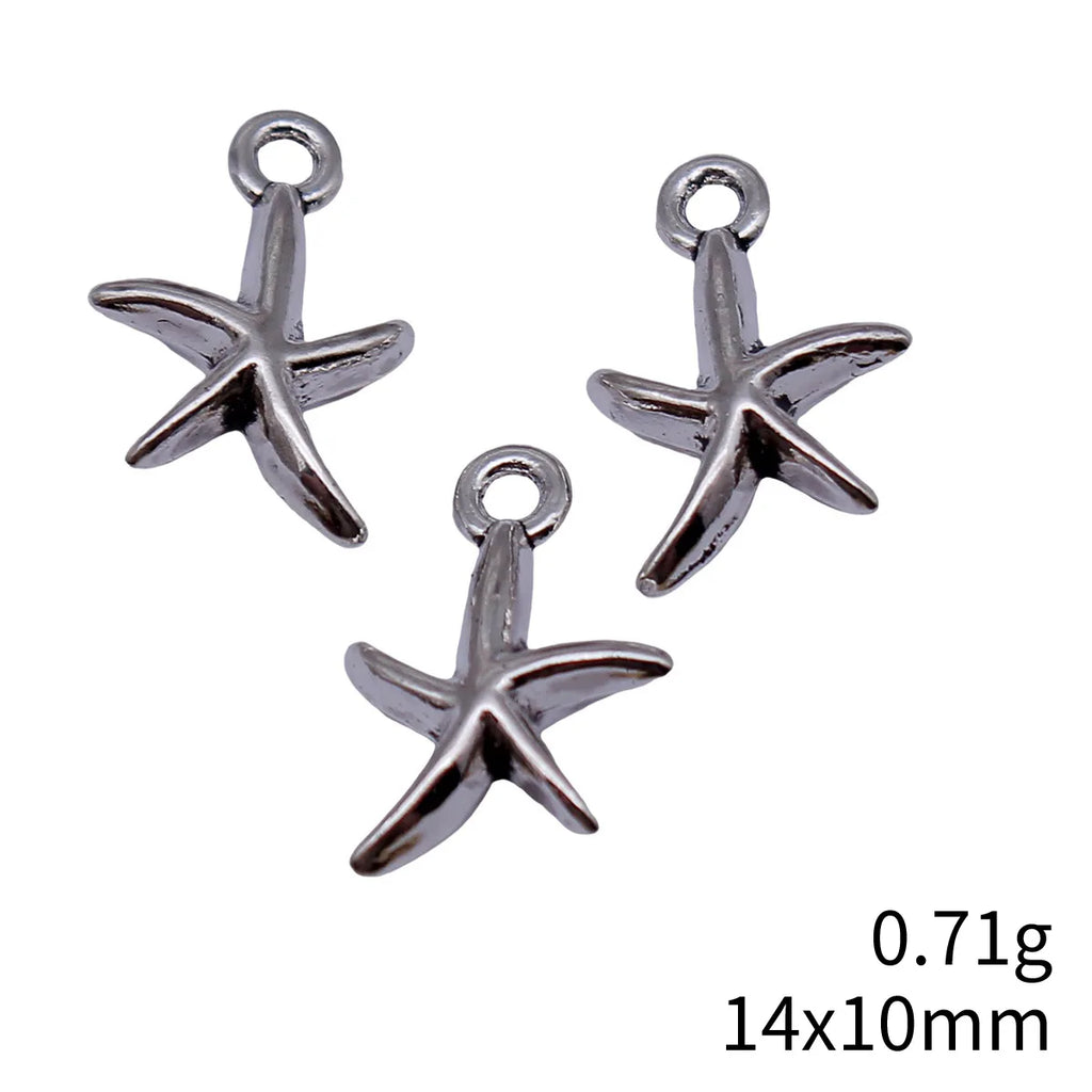 14x10mm 0.71g Antique Silver Zinc Alloy Starfish Charm Pendant for DIY Ocean Theme Jewelry Making