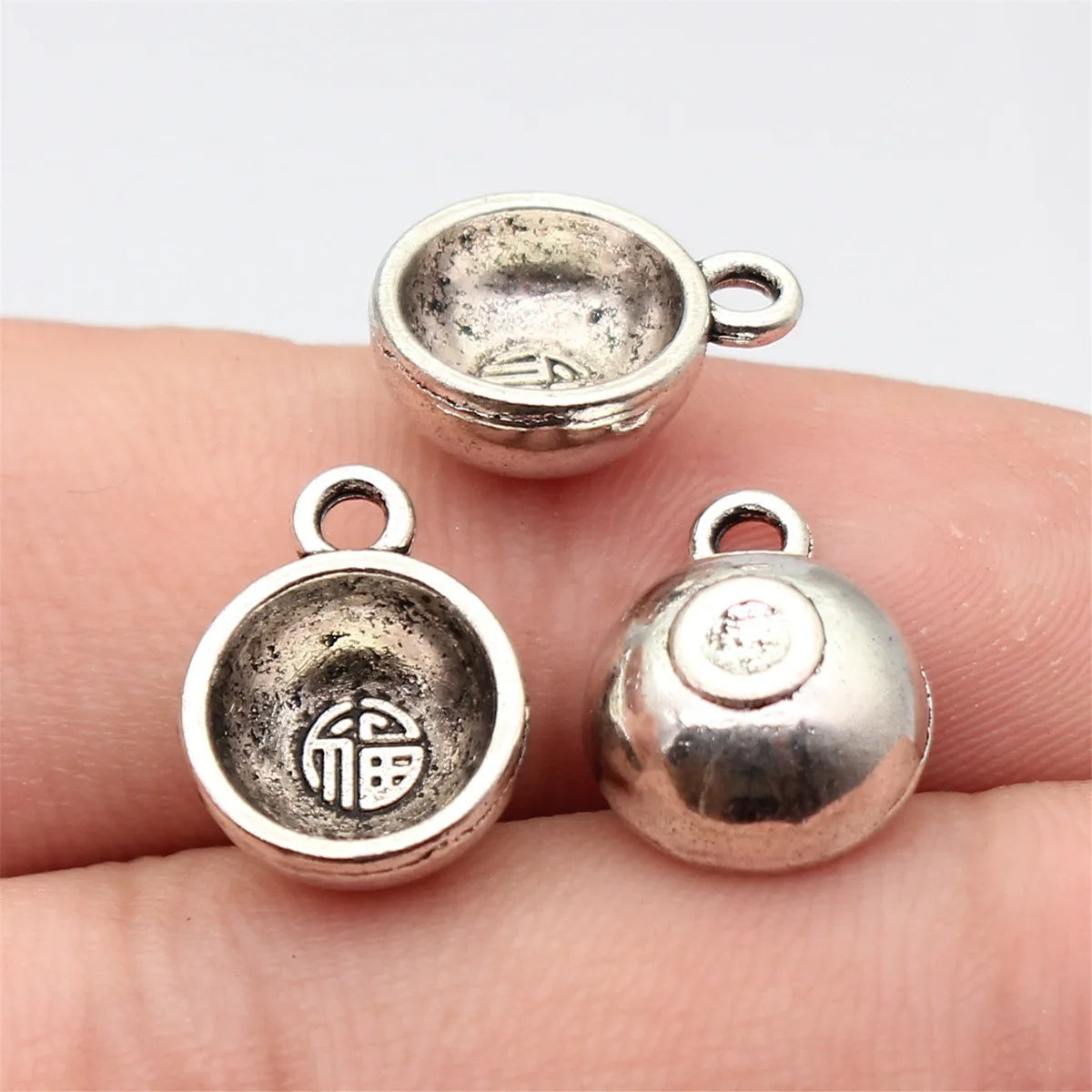 14x11x6mm 1.6g Multicolor Zinc Alloy Chinese Fu Bowl Charm Pendant for DIY Necklace Jewelry Making