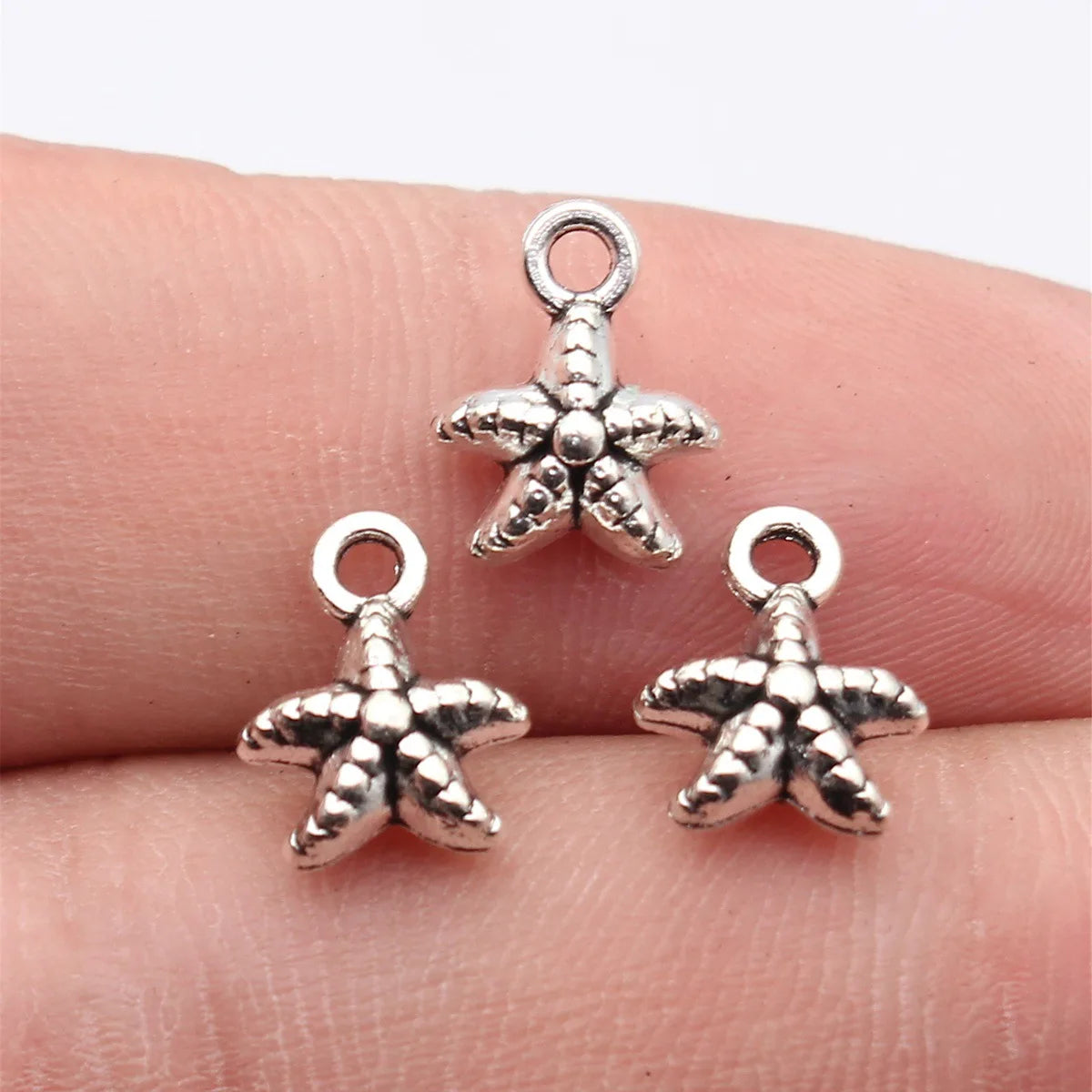 12x9x5mm 0.79g Antique Silver Zinc Alloy Starfish Charm Pendant for Ocean Theme Jewelry Making