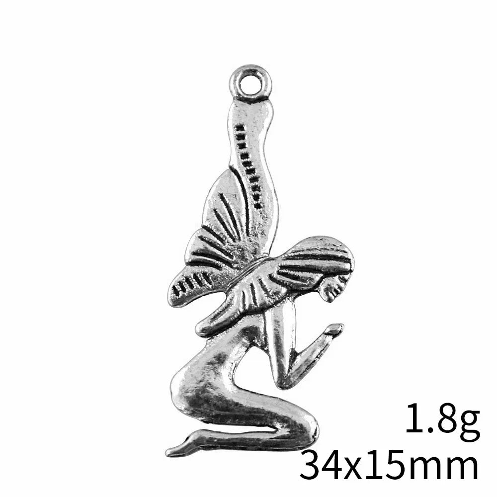 34x15mm 1.8g Antique Silver Zinc Alloy Butterfly Angel Charm Pendant for Necklace Bracelet Making