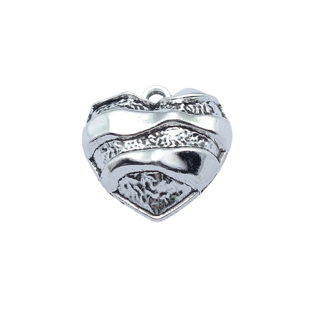 21x20mm 2.4g Antique Silver Zinc Alloy Striped Heart Charm Pendant for DIY Necklace Bracelet Making