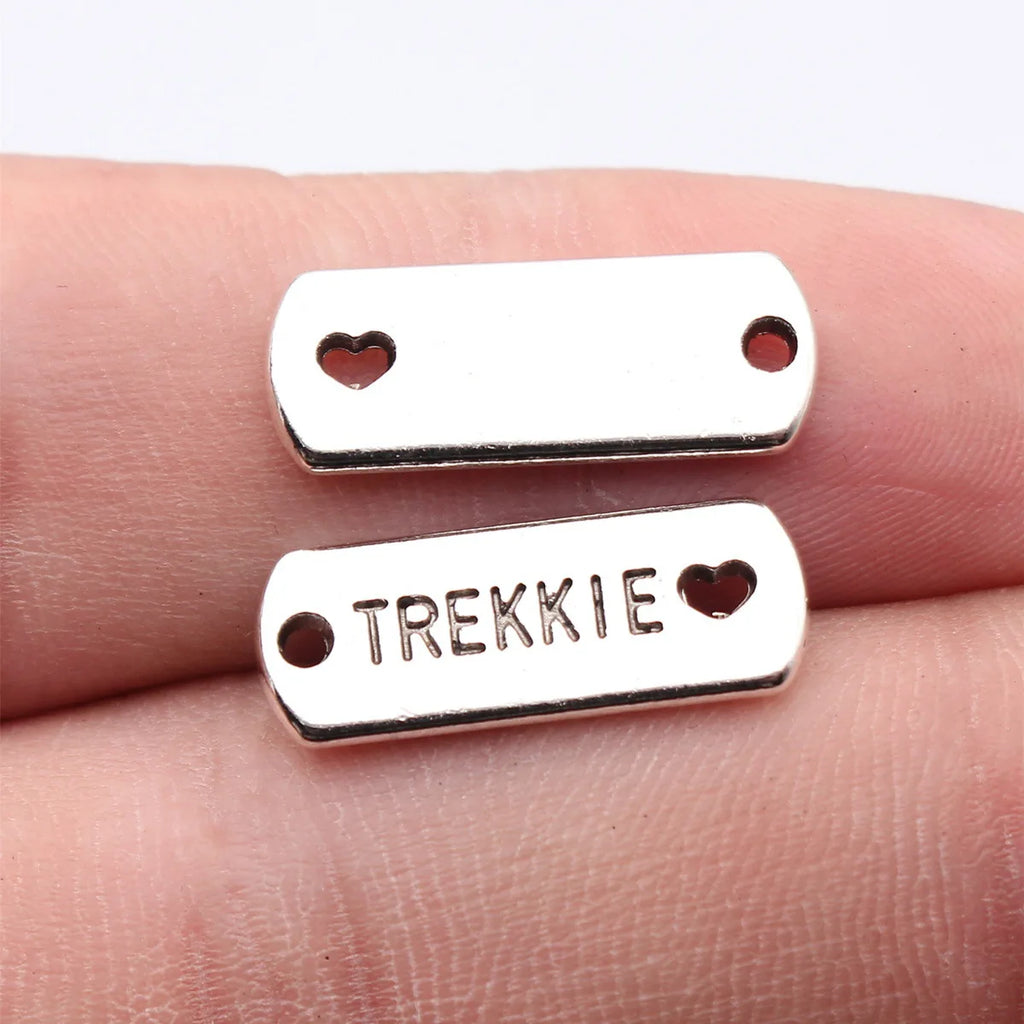 21x7.8mm 1.7g Antique Silver Tone Zinc Alloy TREKKIE Heart Charm Pendant for DIY Necklace Making
