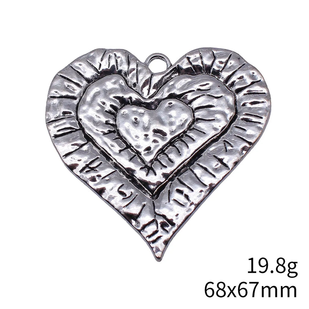 68x67mm 19.8g Antique Silver Zinc Alloy Three Layer Heart Charm Pendant for DIY Necklace Making