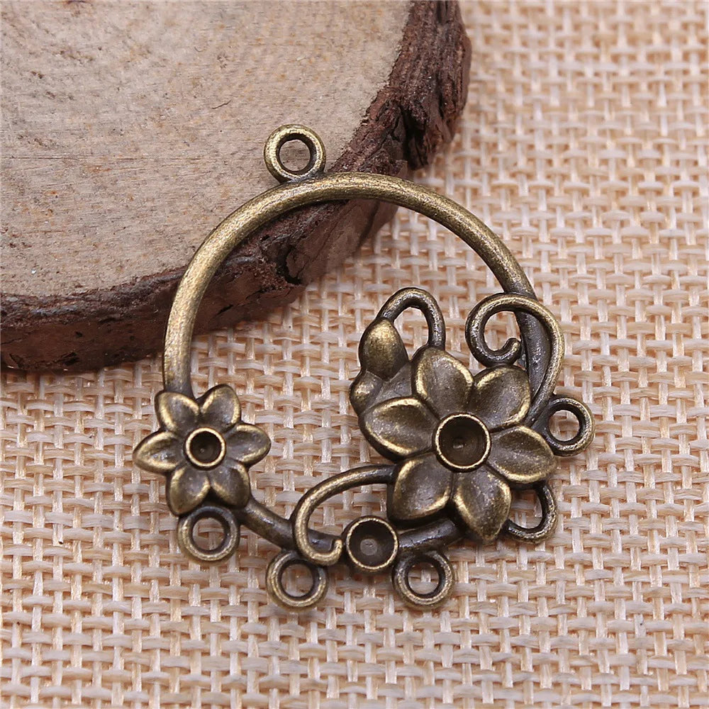 35x32mm 2.7g Multicolor Zinc Alloy Flower Connector Charm for DIY Earrings Jewelry Making