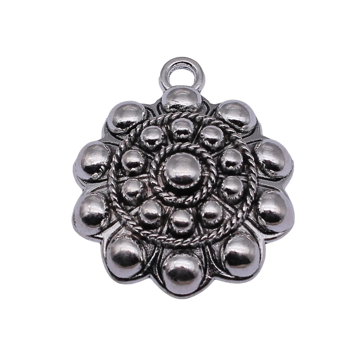 40x33mm 11.5g Antique Silver Zinc Alloy Dotted Round Tag Charm Pendant for DIY Necklace Jewelry Making