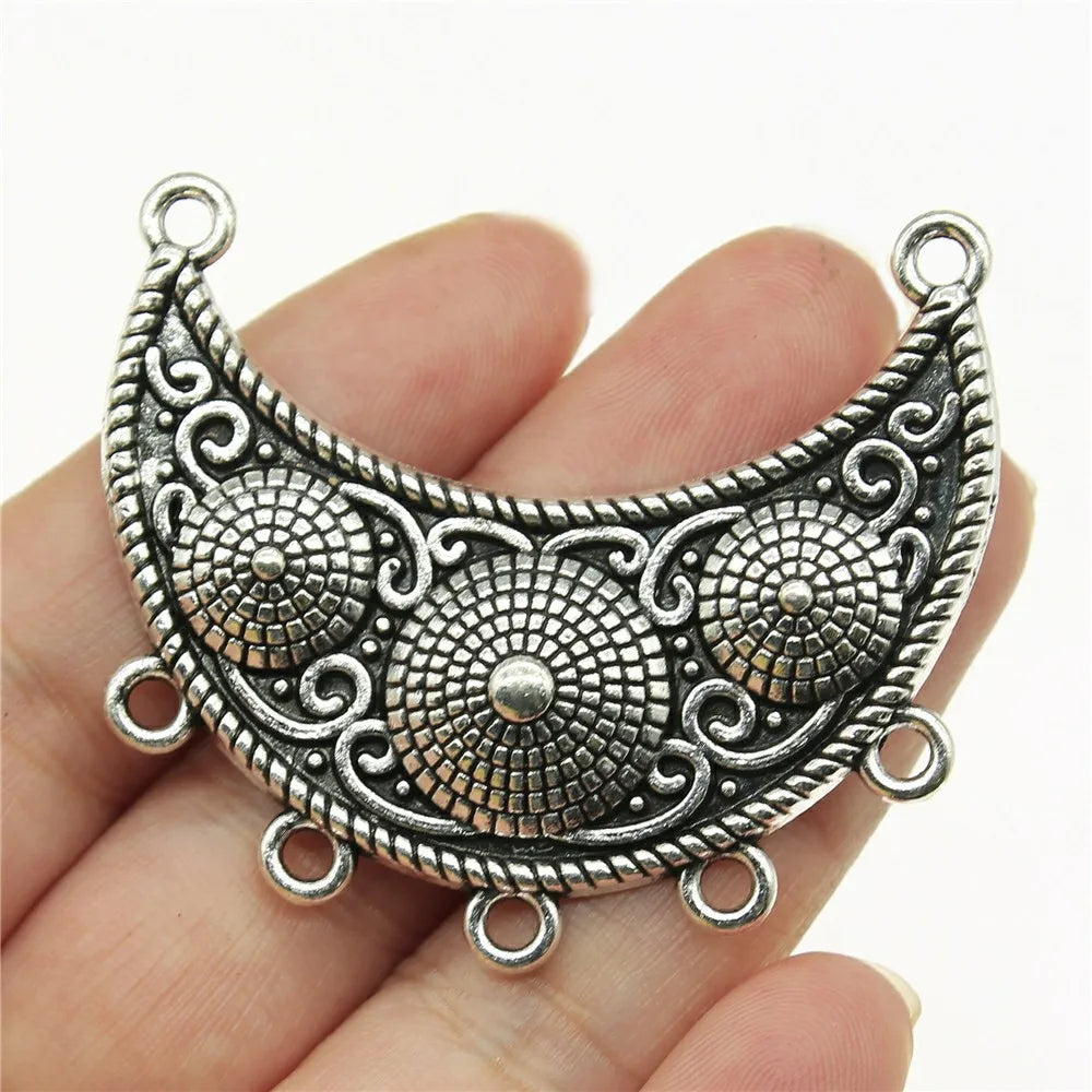47x41mm 8.8g Multicolor Zinc Alloy Ornate Necklace Connector Charm for DIY Necklace Jewelry Making