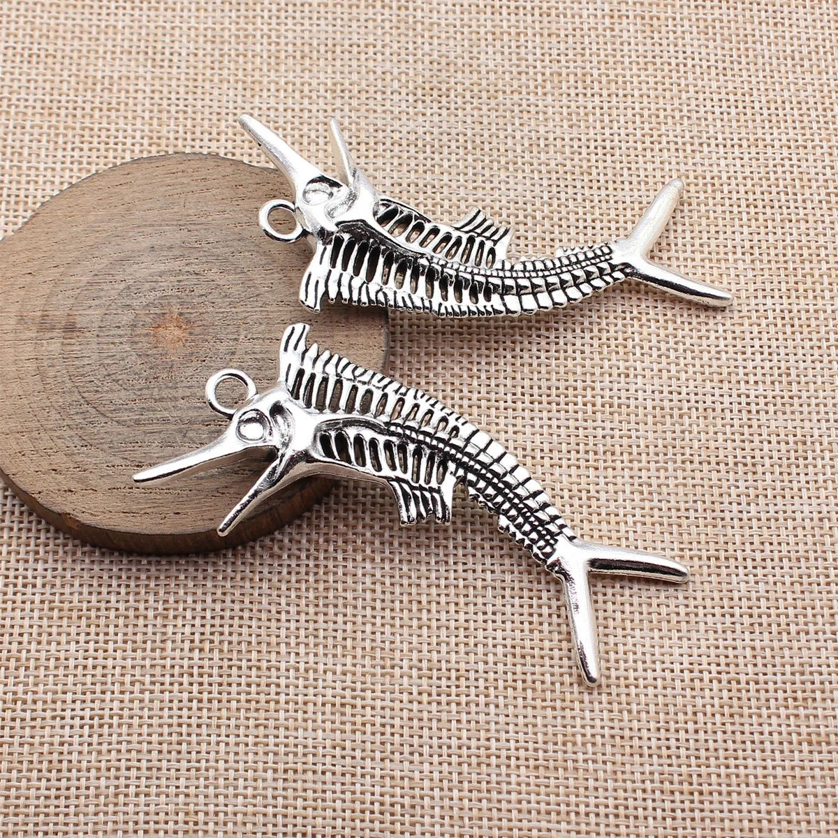 81x34mm 18.5g Antique Silver Zinc Alloy Marlin Fish Bone Charm Pendant for DIY Necklace Jewelry Making