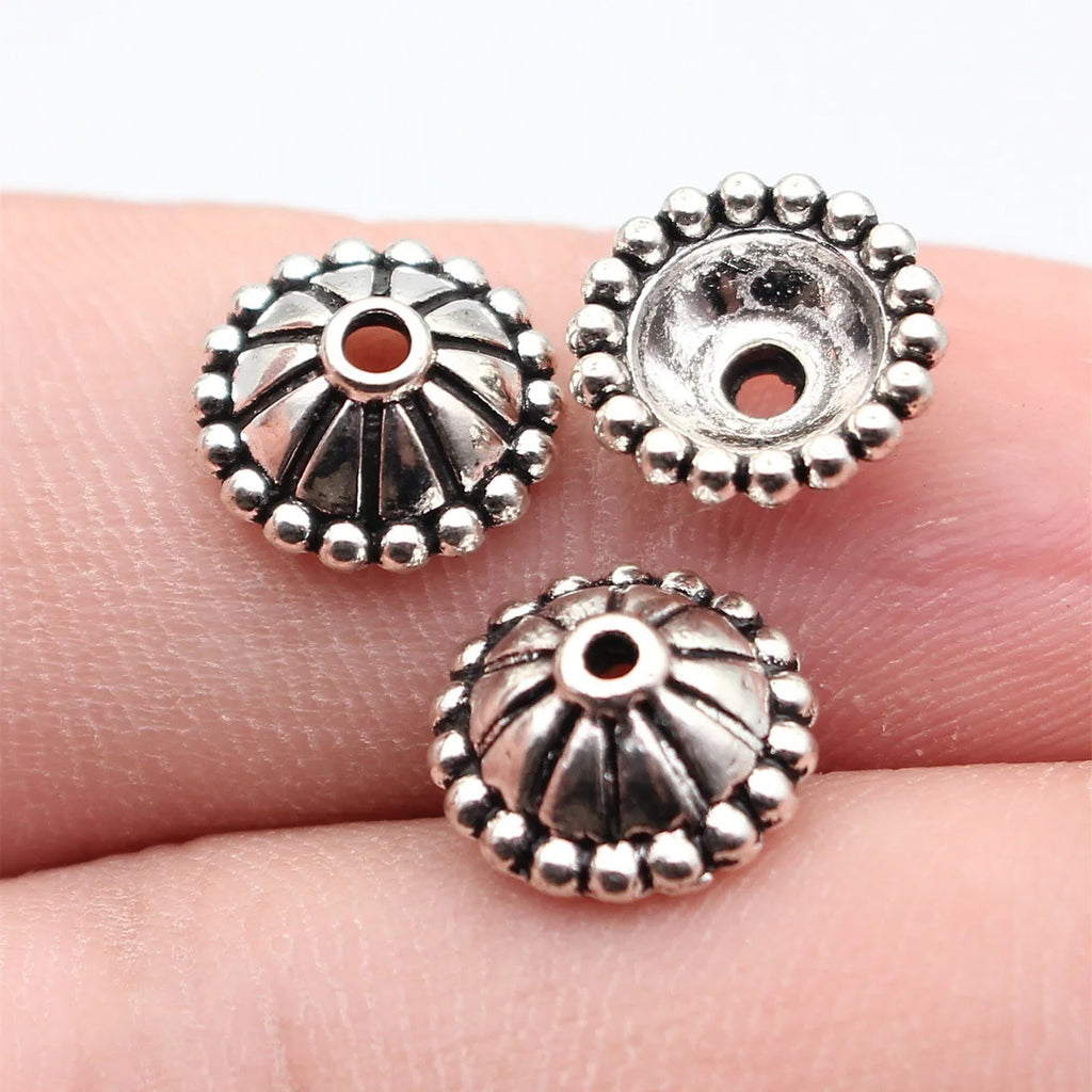 11x11x4.7mm 0.83g Antique Silver Zinc Alloy Flower Bead Caps Jewelry Findings for DIY Earring Bracelet Making