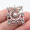 42x42mm 4.5g Multicolor Zinc Alloy Hollow Floral Square Earring Connector Charm for DIY Earring Making