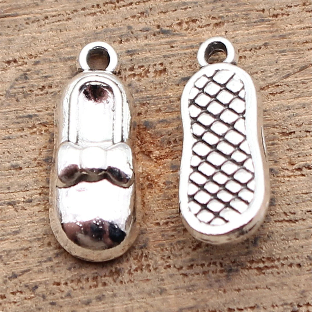 16x6.4x4.2mm 1.3g Antique Silver Zinc Alloy Bow Flat Shoe Butterfly Charm Pendant for DIY Bracelet Making