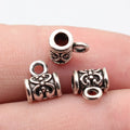 8.9x7.6x5.4mm 0.62g Antique Silver Zinc Alloy Carved Three-Hole Pendant Bail for DIY Jewelry Making
