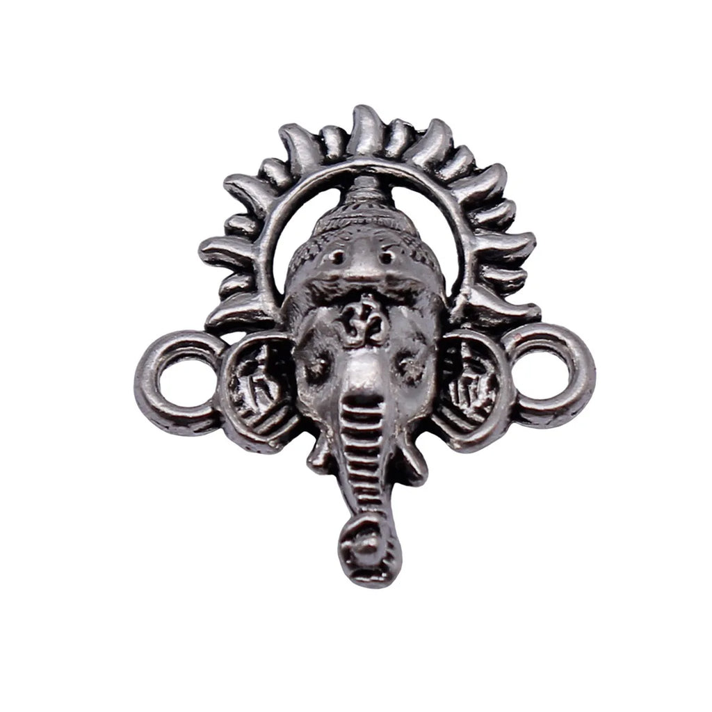20x17mm 1.3g Antique Silver Zinc Alloy Ganesha Elephant Head God Connector Charm for DIY Jewelry