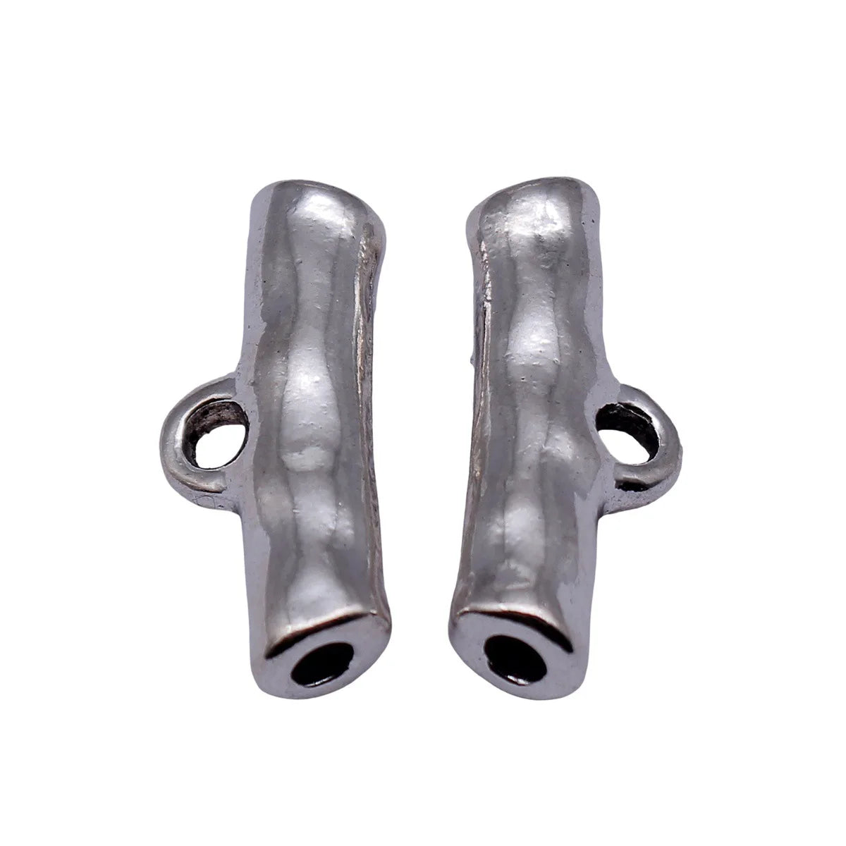 25x10x5.8mm 3.2g Antique Silver Zinc Alloy Hammered Three-Hole Bail Connector for DIY Pendant Jewelry Making