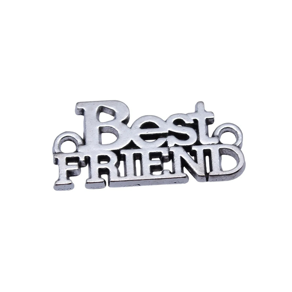 30x15mm 2.8g Antique Silver Zinc Alloy Best Friend Connector Charm for Friendship Bracelet Making
