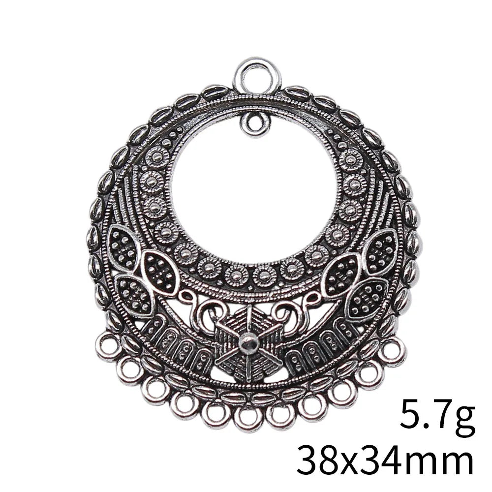 38x34mm 5.7g Multicolor Zinc Alloy Round Earring Connector Charm for DIY Earrings Jewelry Making