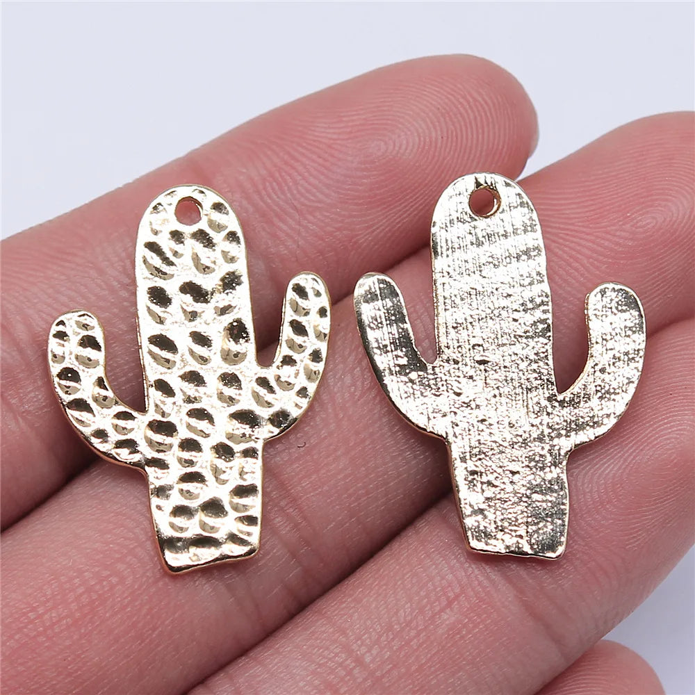 22x30mm 3.2g KC Gold Zinc Alloy Cactus Charm Pendant for DIY Necklace Bracelet Jewelry Making