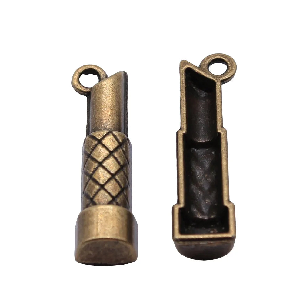 34x9mm 2.7g Antique Bronze Zinc Alloy Lipstick Charm Pendant for DIY Necklace Bracelet Making