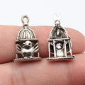 24x15mm 2.5g Antique Silver Zinc Alloy Birdcage Bird Charm Pendant for DIY Necklace Making