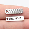 22x6.4mm 0.8g Antique Silver Zinc Alloy Believe Word Tag Charm Pendant for DIY Bracelet Necklace