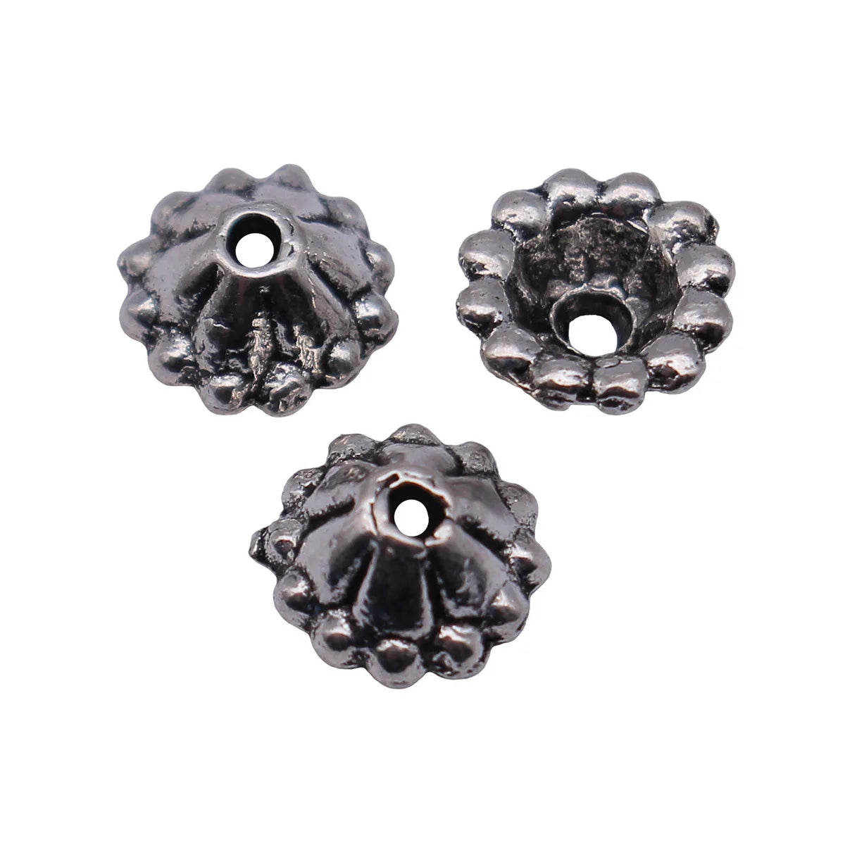 7.5x7.5x3.4mm 0.28g Antique Silver Zinc Alloy Flower Bead Caps Jewelry Findings for DIY Beadwork