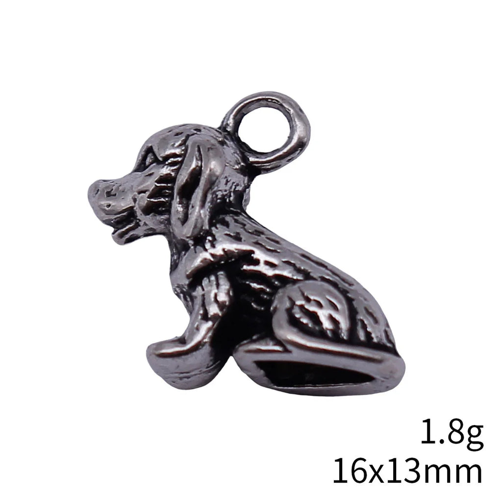 16x13mm 1.8g Antique Silver Zinc Alloy 3D Small Dog Charm Pendant for DIY Pet Theme Jewelry