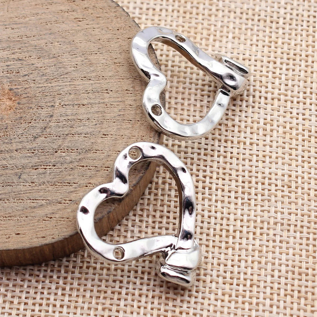 27x26mm 5g Multicolor Zinc Alloy Hammered Nail Heart Connector Charm for DIY Bracelet Earrings