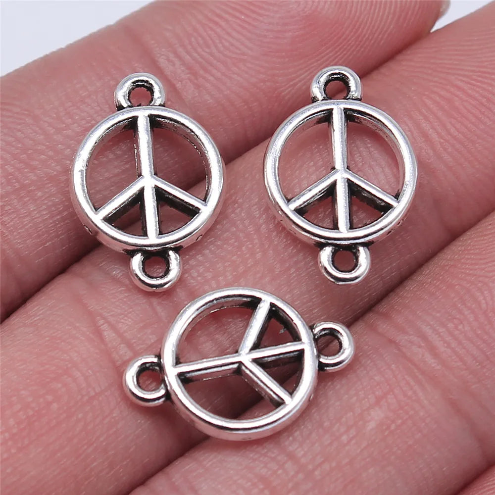 18x12mm 1.2g Multi Color Zinc Alloy Peace Sign Connector Charm for DIY Bracelet Jewelry Making